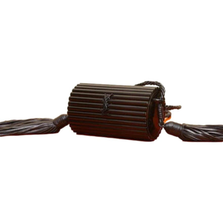 Saint Laurent Black Plexiglass Minaudiere Opium Box Bag available at Queen Bee of Beverly Hills