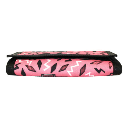 Saint Laurent Buffalo Pink Nylon Radio Chain Trifold Wallet available at Queen Bee of Beverly Hills