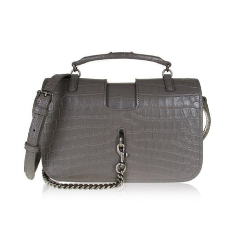 Saint Laurent Charlotte Crocodile Embossed Leather Grey Bag 486638 at_Queen_Bee_of_Beverly_Hills