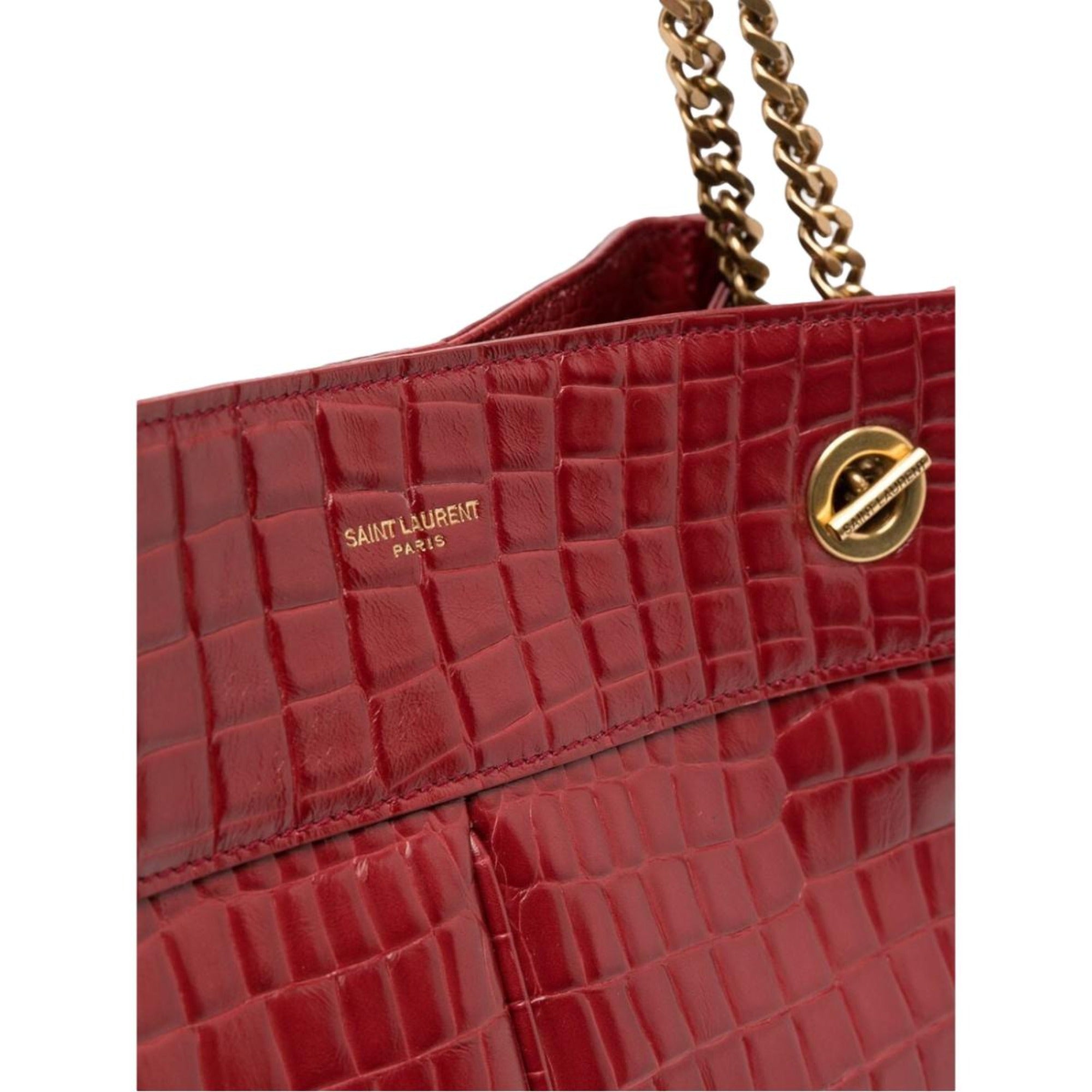 Saint Laurent Claude Red Leather Cocco Embossed Shoulder Bag 640281 at_Queen_Bee_of_Beverly_Hills