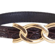 Saint Laurent Croc Embossed Black Leather Chain Bracelet available at Queen Bee of Beverly Hills
