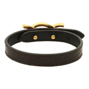 Saint Laurent Croc Embossed Black Leather Chain Bracelet available at Queen Bee of Beverly Hills