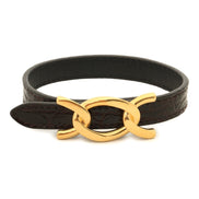 Saint Laurent Croc Embossed Black Leather Chain Bracelet available at Queen Bee of Beverly Hills