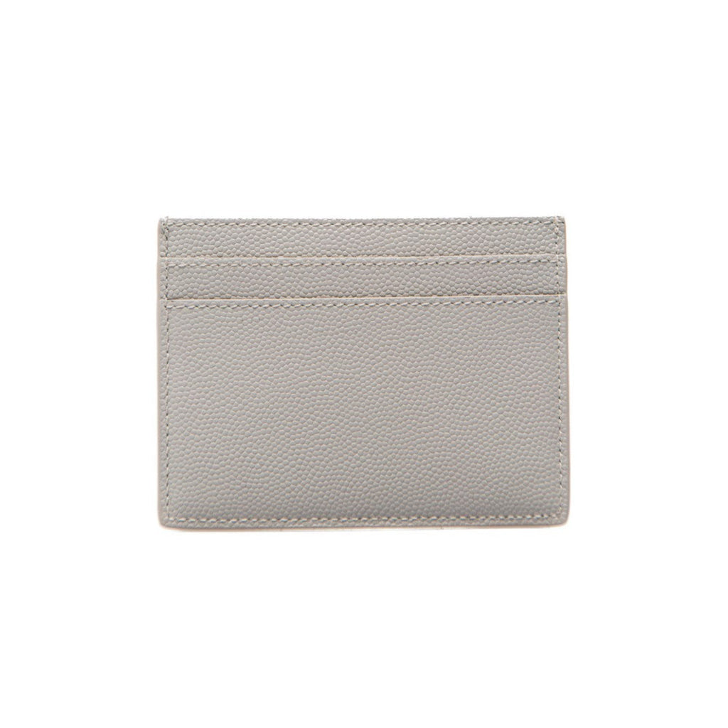 Saint Laurent Grey Grain de Poudre Leather Credit Card Case 375946