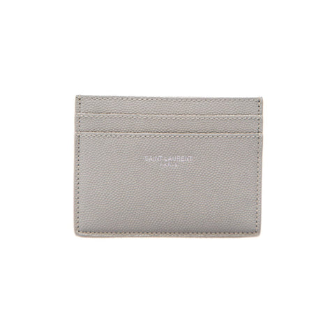 Saint Laurent Grey Grain de Poudre Leather Credit Card Case 375946 at_Queen_Bee_of_Beverly_Hills