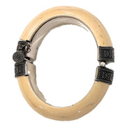 Saint Laurent Ivory Silver Bangle Bracelet available at Queen Bee of Beverly Hills