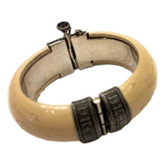Saint Laurent Ivory Silver Bangle Bracelet available at Queen Bee of Beverly Hills