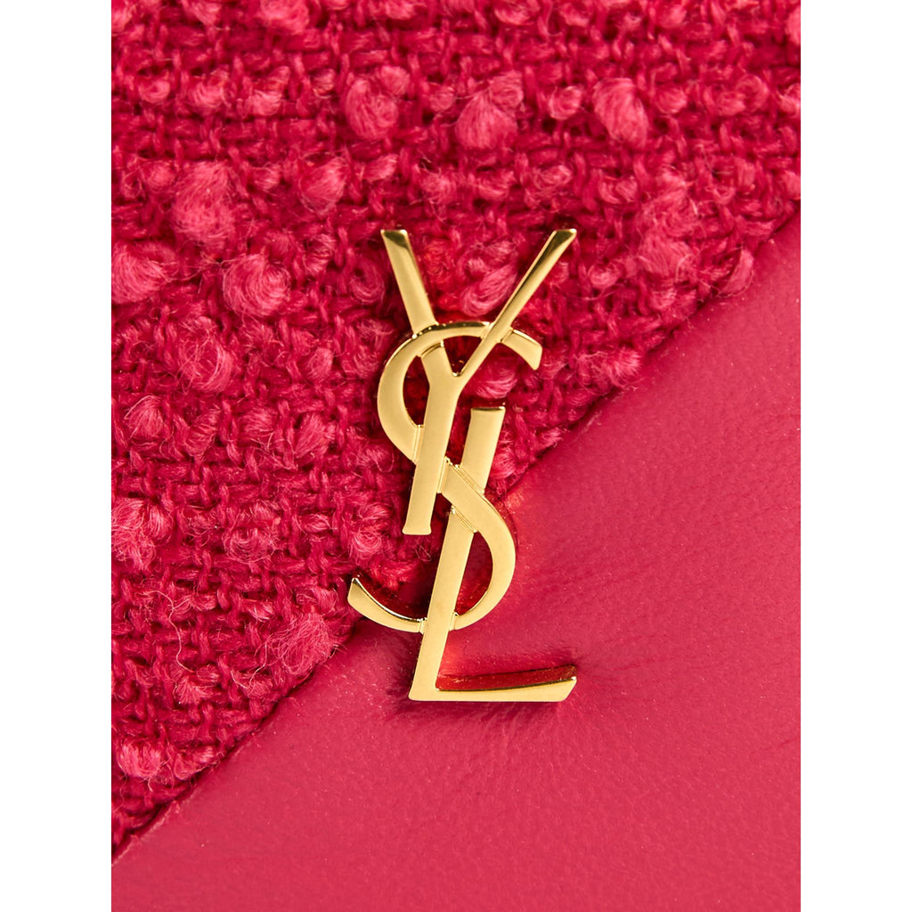 NEW $445 Saint Laurent YSL logo Jamie black cube charm key ring pouch case