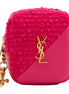 Saint Laurent Jamie YSL Keyring Cube Magenta Tweed Leather available at Queen Bee of Beverly Hills