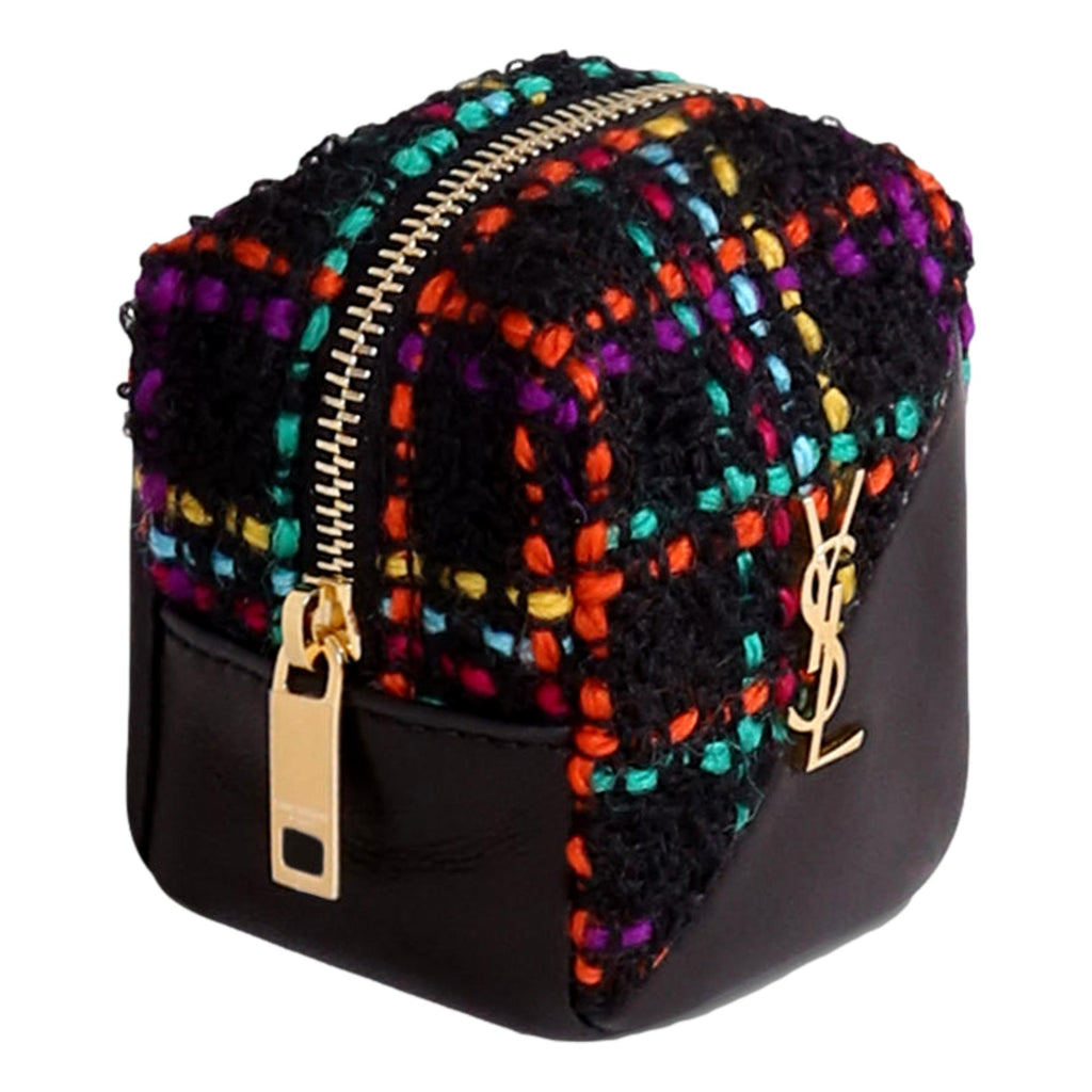 Saint Laurent Jamie YSL Keyring Cube Multicolor Black Leather 669964 at_Queen_Bee_of_Beverly_Hills