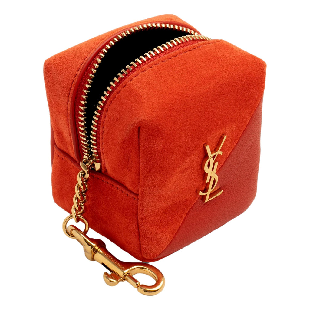 Jamie YSL Leather Square Pouch Key Chain Charm