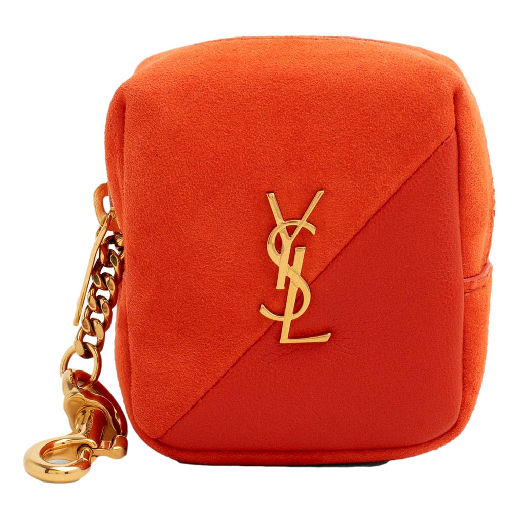 Black YSL-monogram leather keychain, Saint Laurent