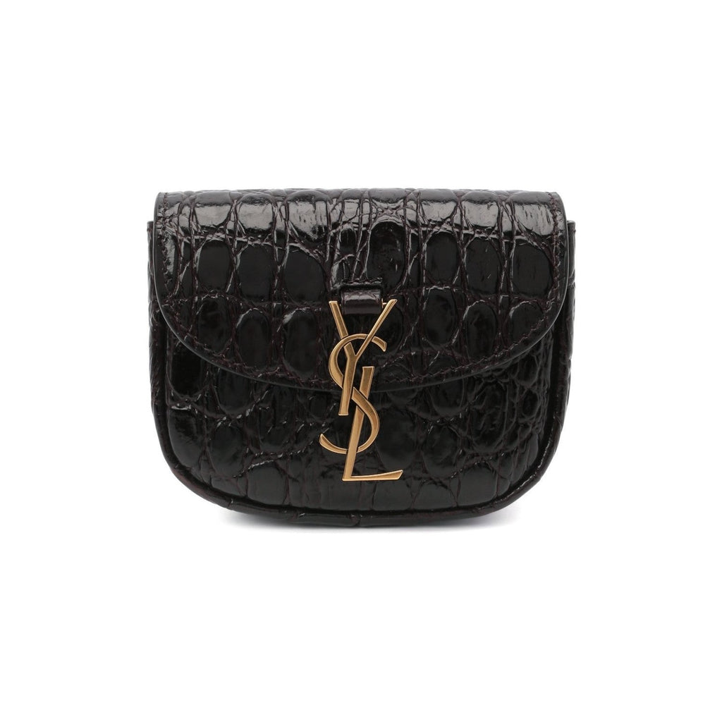 Saint Laurent Kaia Black Leather Croc Embossed Mini Belt Bag 634922 – Queen  Bee of Beverly Hills