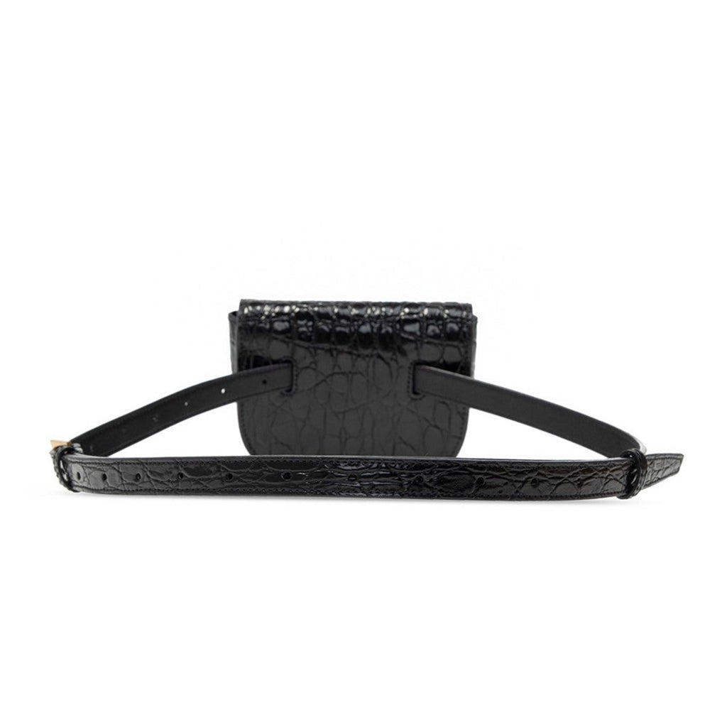 Saint Laurent Kaia Black Leather Croc Embossed Mini Belt Bag 634922 at_Queen_Bee_of_Beverly_Hills