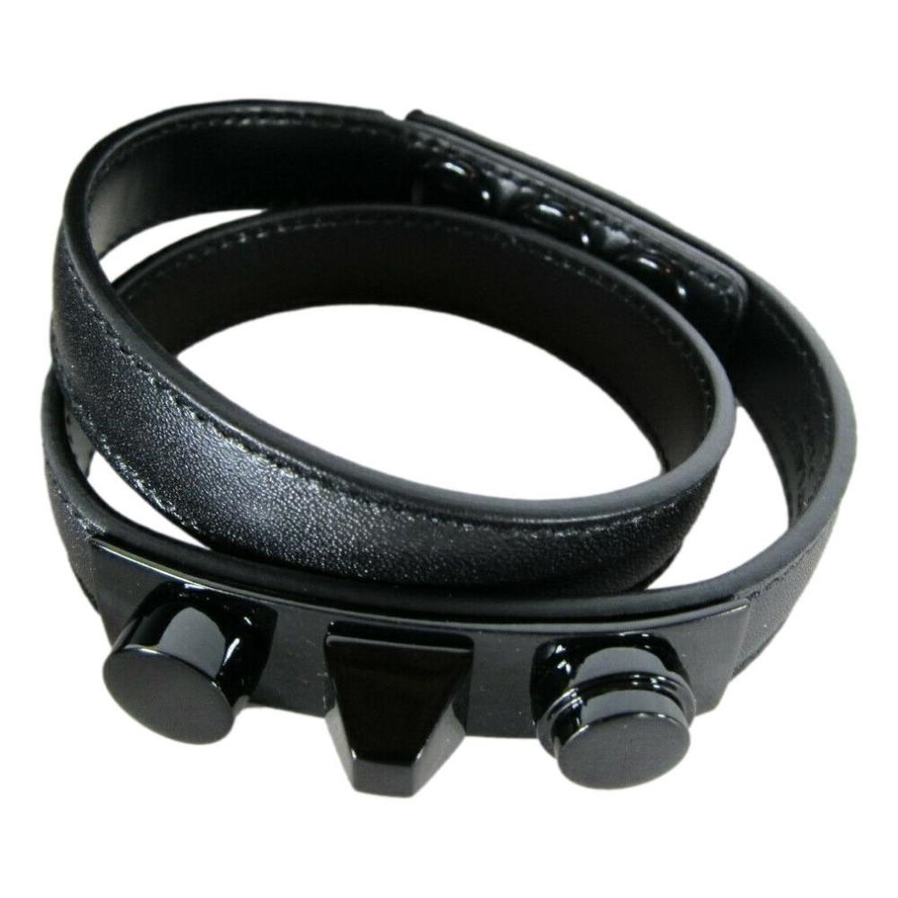 Saint Laurent Le Trois Clous Double Wrap Black Leather Studded Bracelet at_Queen_Bee_of_Beverly_Hills