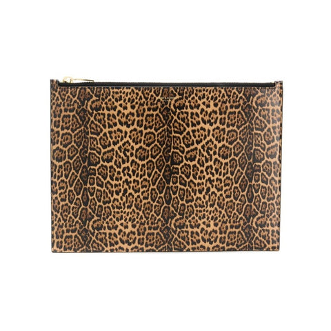 Saint Laurent Leopard Printed Calfskin Leather Large Pouch 635099 at_Queen_Bee_of_Beverly_Hills