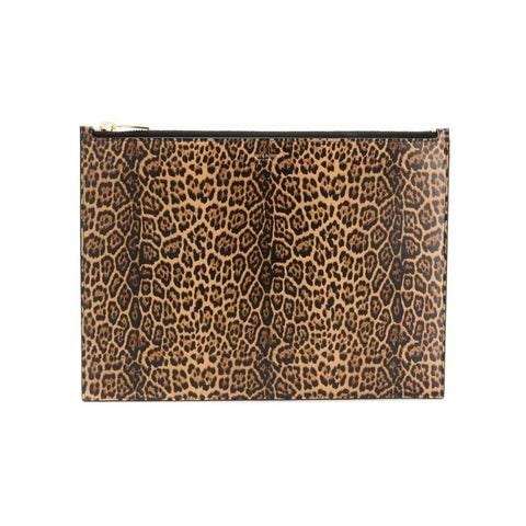 Saint Laurent Leopard Printed Calfskin Leather Large Pouch 635099 at_Queen_Bee_of_Beverly_Hills
