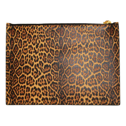 Saint Laurent Leopard Printed Calfskin Leather Medium Pouch available at Queen Bee of Beverly Hills