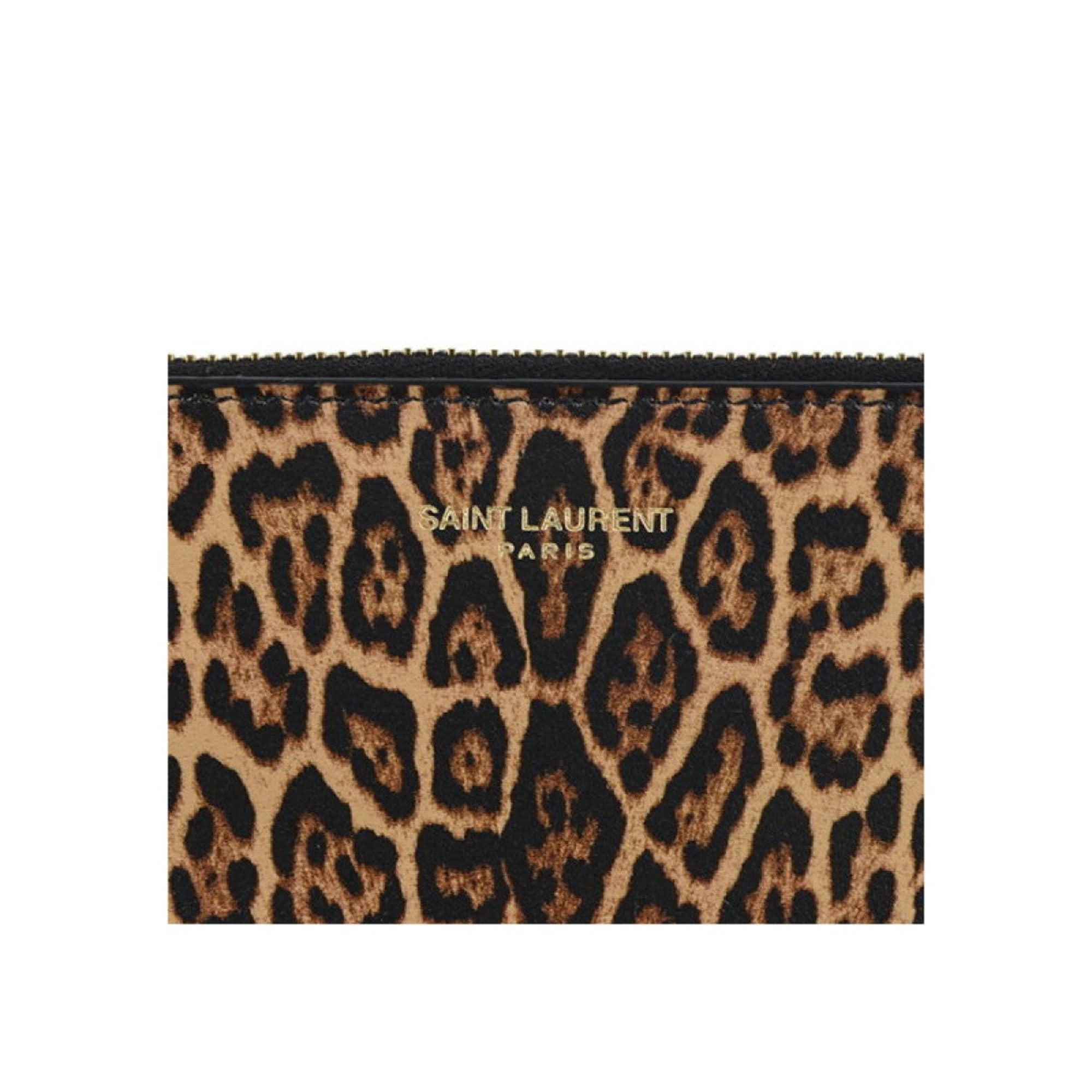 Saint Laurent Leopard Printed Calfskin Leather Small Pouch available at Queen Bee of Beverly Hills