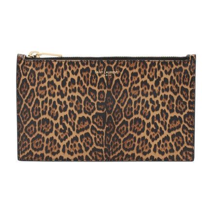 Saint Laurent Leopard Printed Calfskin Leather Small Pouch available at Queen Bee of Beverly Hills