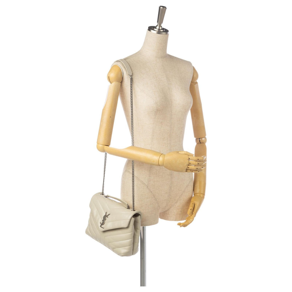 Saint Laurent Loulou Ivory Leather Matelasse Medium Shoulder Bag 458716 at_Queen_Bee_of_Beverly_Hills