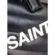 Saint Laurent Miles Logo Black Calf Leather Duffel Bowling Bag available at Queen Bee of Beverly Hills