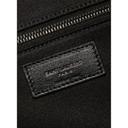 Saint Laurent Miles Logo Black Calf Leather Duffel Bowling Bag available at Queen Bee of Beverly Hills
