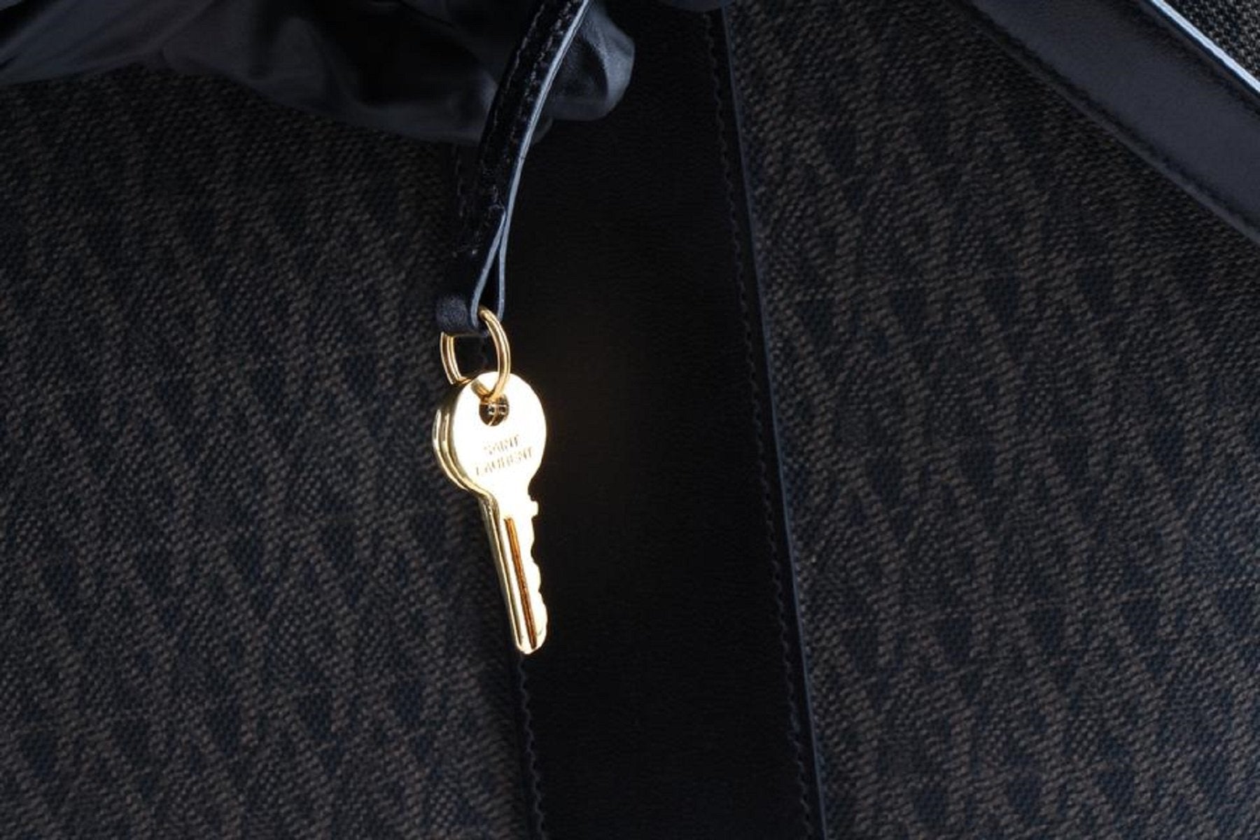 Saint Laurent Monogram Large Luggage Case Bag Dark Brown Coated Canvas available at Queen Bee of Beverly Hills