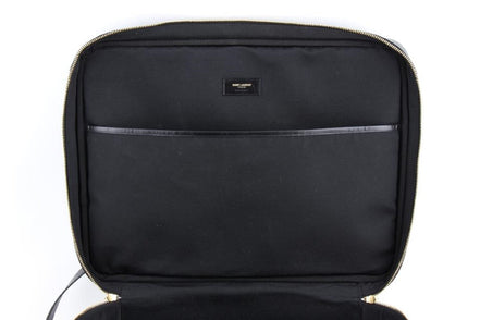 Saint Laurent Monogram Large Luggage Case Bag Dark Brown Coated Canvas available at Queen Bee of Beverly Hills