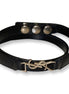 Saint Laurent Monogram Logo Black Leather Wrap Snap Bracelet available at Queen Bee of Beverly Hills