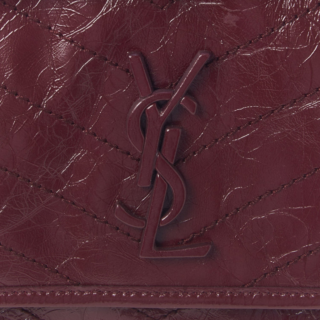 Saint Laurent Niki Medium Matelasse Leather Burgundy Satchel Bag 498894 at_Queen_Bee_of_Beverly_Hills