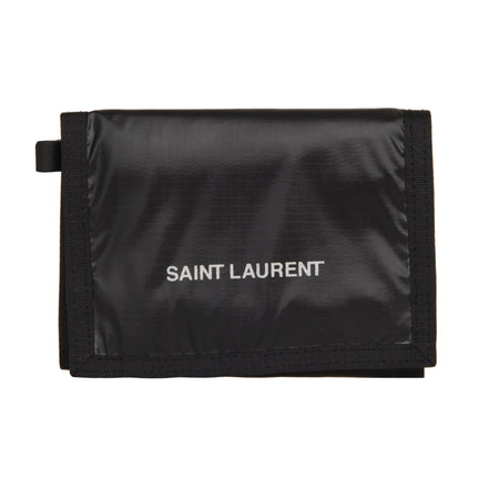 Saint Laurent Nuxx Black Nylon Chain Trifold Wallet available at Queen Bee of Beverly Hills