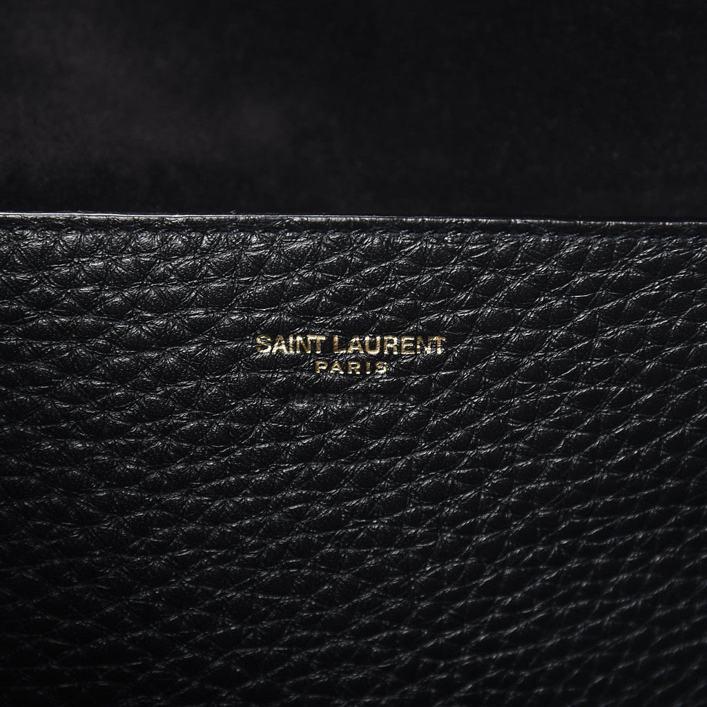 Saint Laurent Patti Black Grained Calfskin Leather Tote 553751 at_Queen_Bee_of_Beverly_Hills