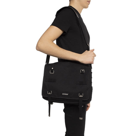 Saint Laurent Sac Army Black Canvas Messenger Bag available at Queen Bee of Beverly Hills