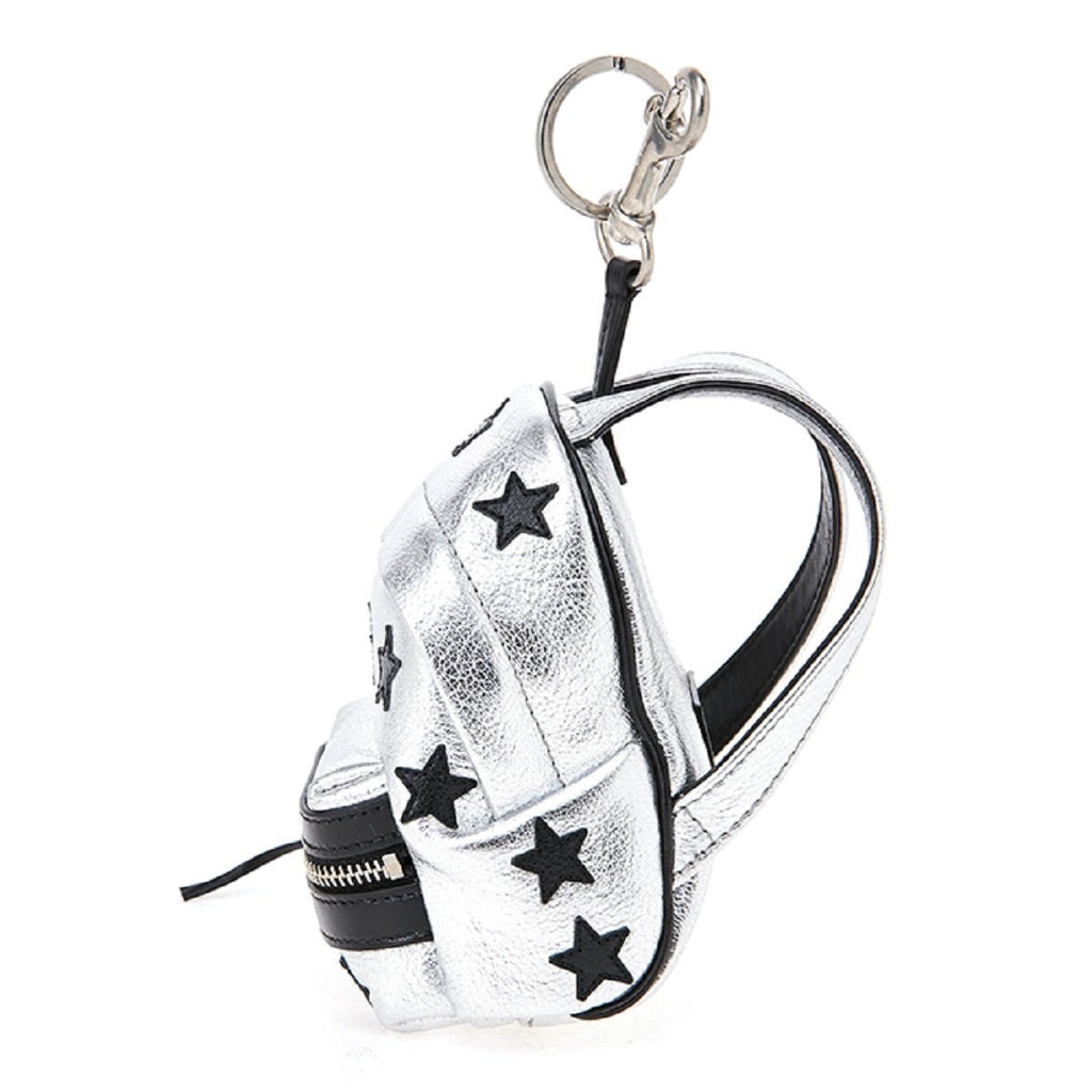 New Saint Laurent Silver/Black Unisex Zip Backpack Key Chain Black Stars 441914, Women's, Size: One Size