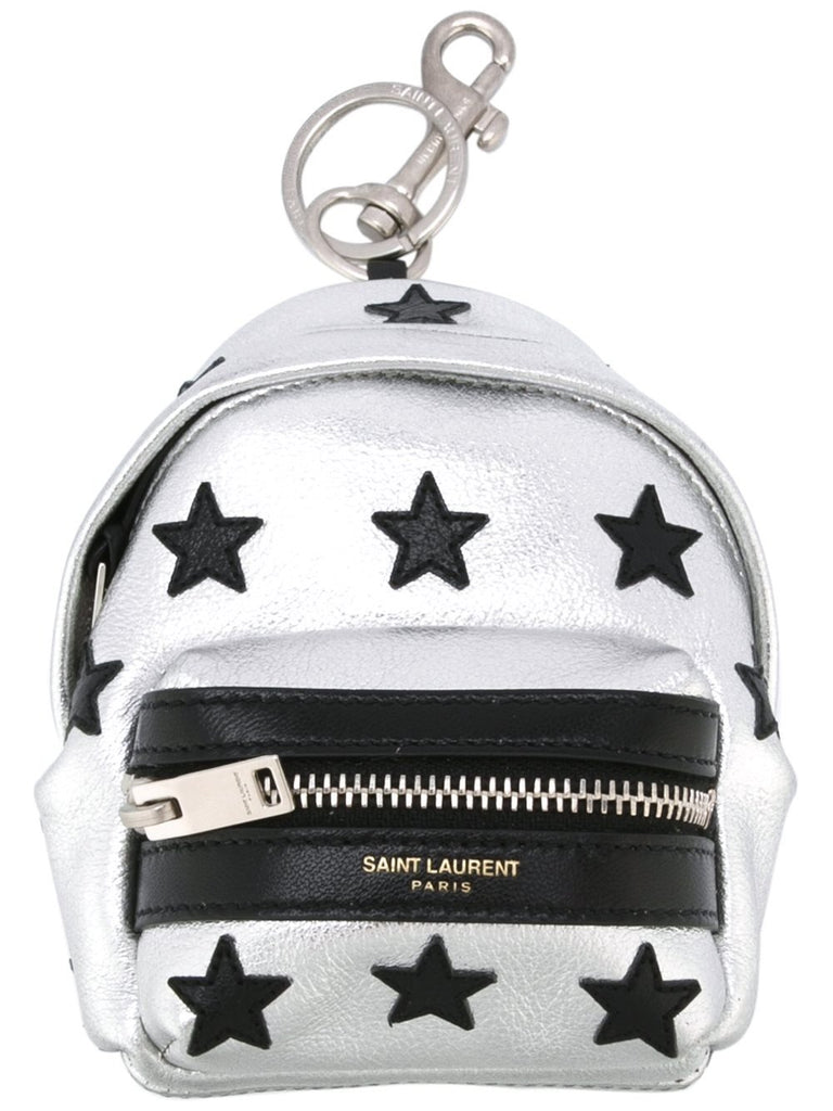 Saint Laurent Silver/Black Unisex Zip Backpack Key Chain Black