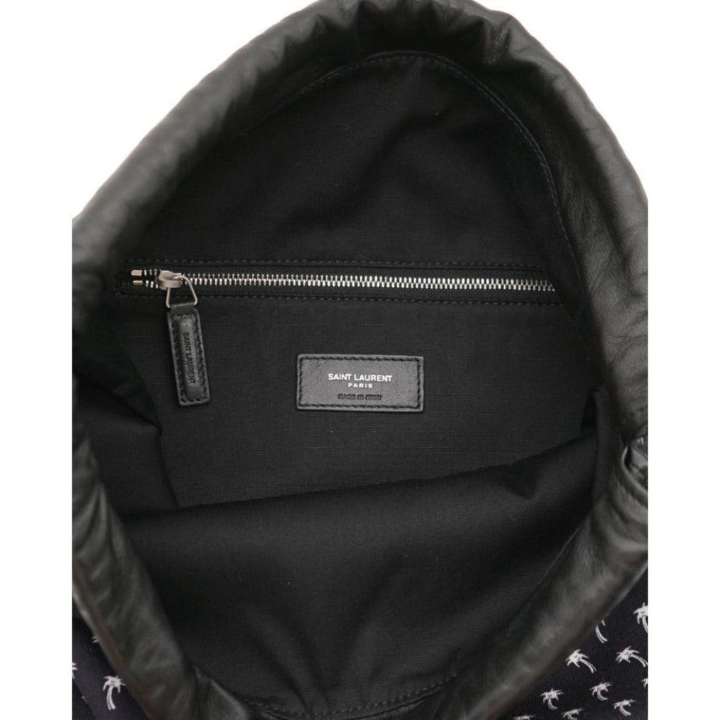 SAINT LAURENT Linen Canvas Teddy Shopping Bag Black 1301957