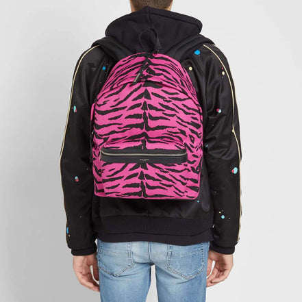 Saint Laurent Unisex Pink Zebra City Backpack available at Queen Bee of Beverly Hills