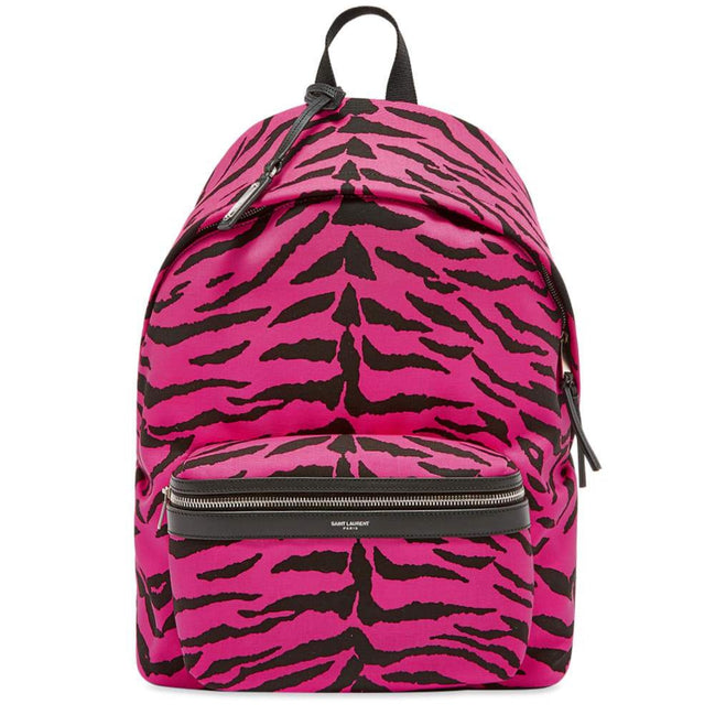 Saint Laurent Unisex Pink Zebra City Backpack available at Queen Bee of Beverly Hills