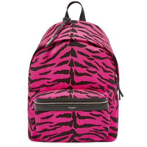 Saint Laurent Unisex Pink Zebra City Backpack available at Queen Bee of Beverly Hills