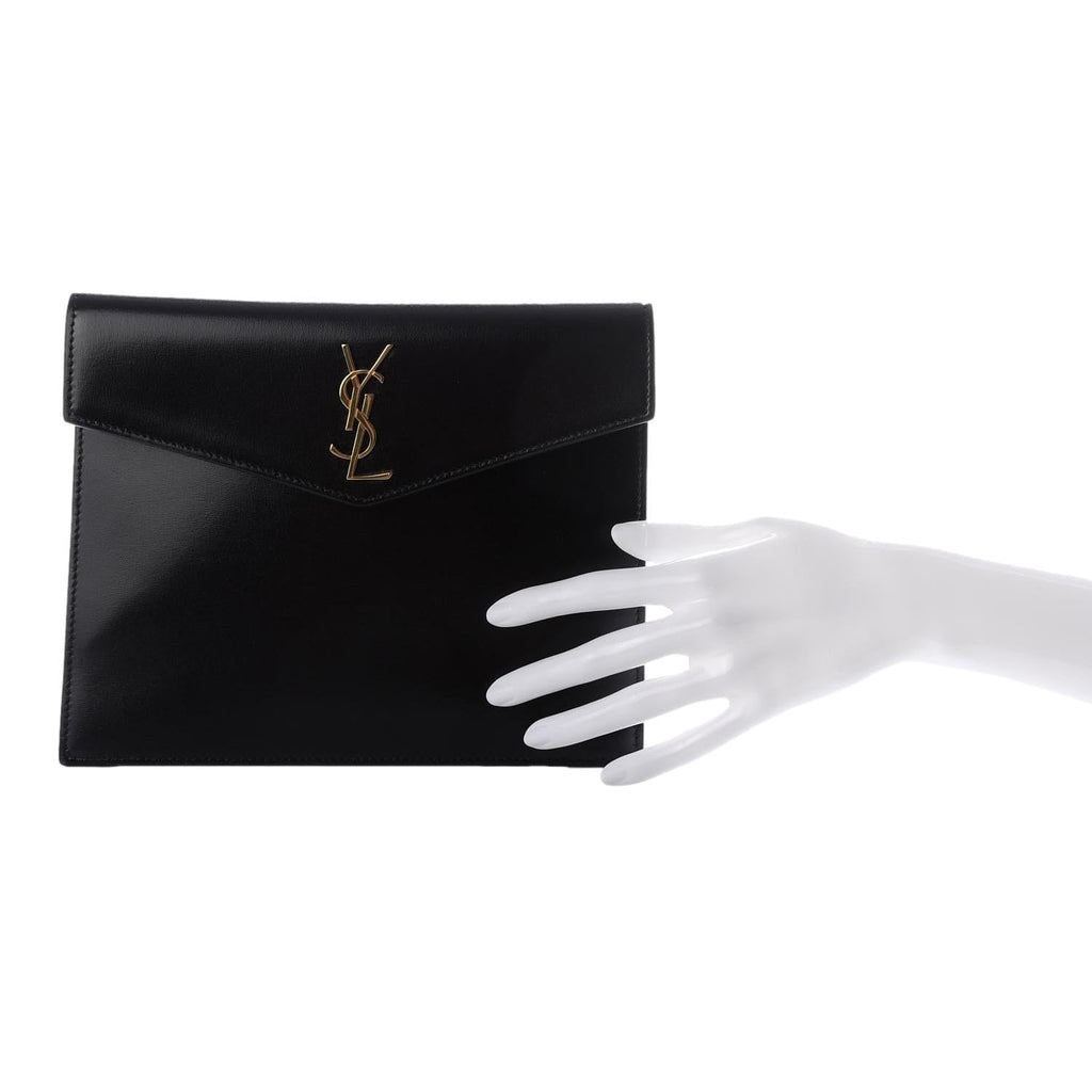 Uptown leather clutch bag Saint Laurent Black in Leather - 31835398