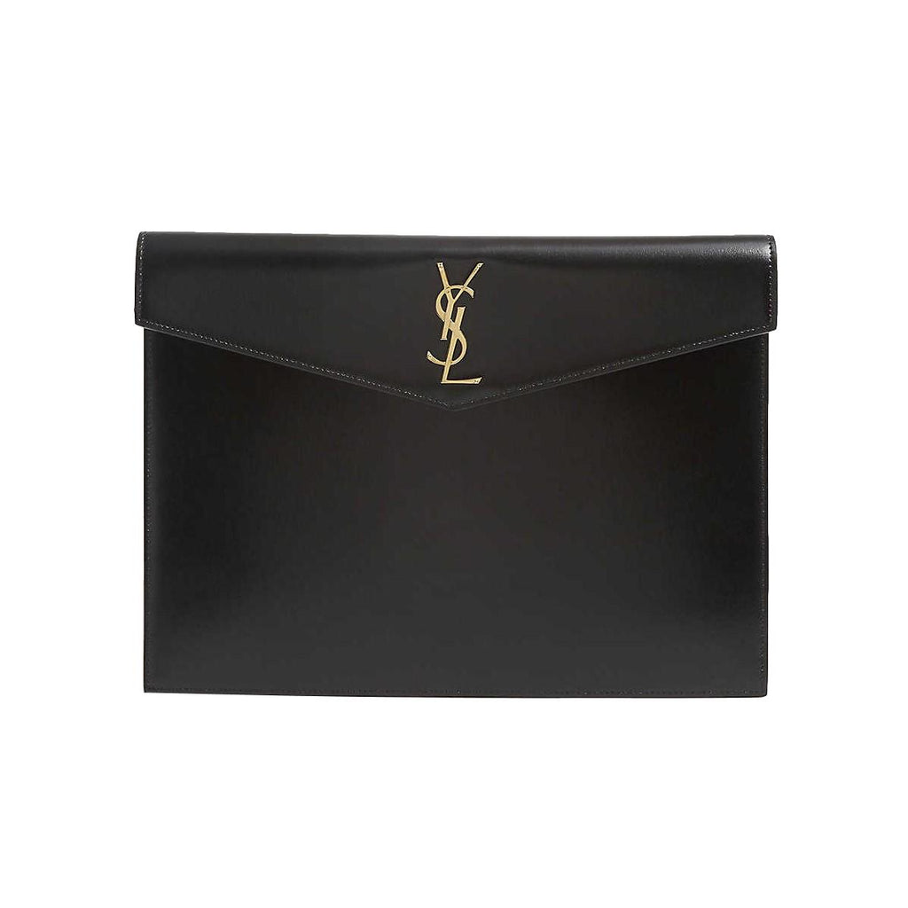 Saint Laurent Uptown Calfskin Leather Envelope Clutch