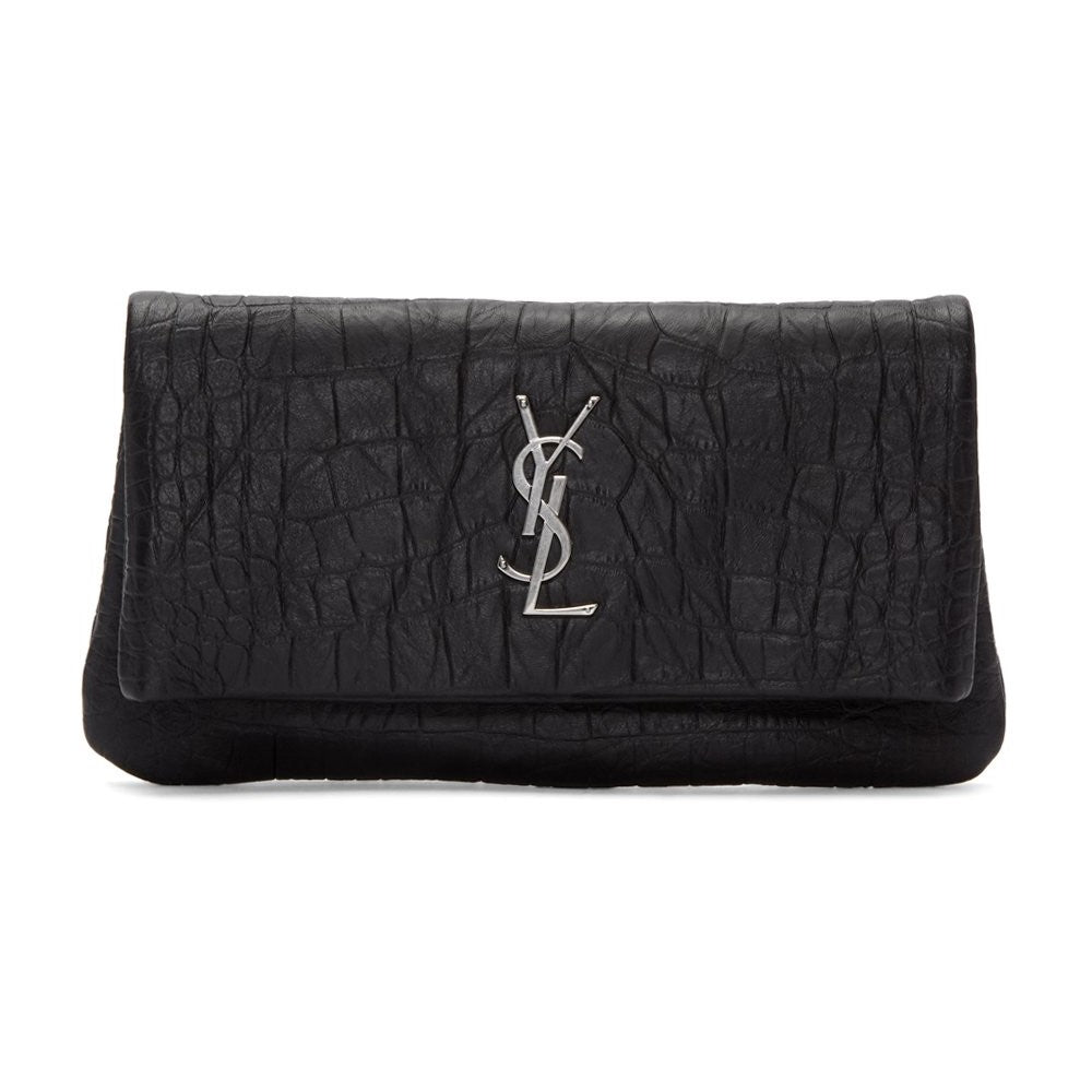 Black YSL Calf Leather Clutch