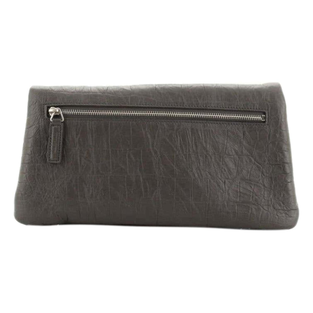 Saint Laurent West Hollywood Grey Leather Croc Embossed Clutch 601313 at_Queen_Bee_of_Beverly_Hills