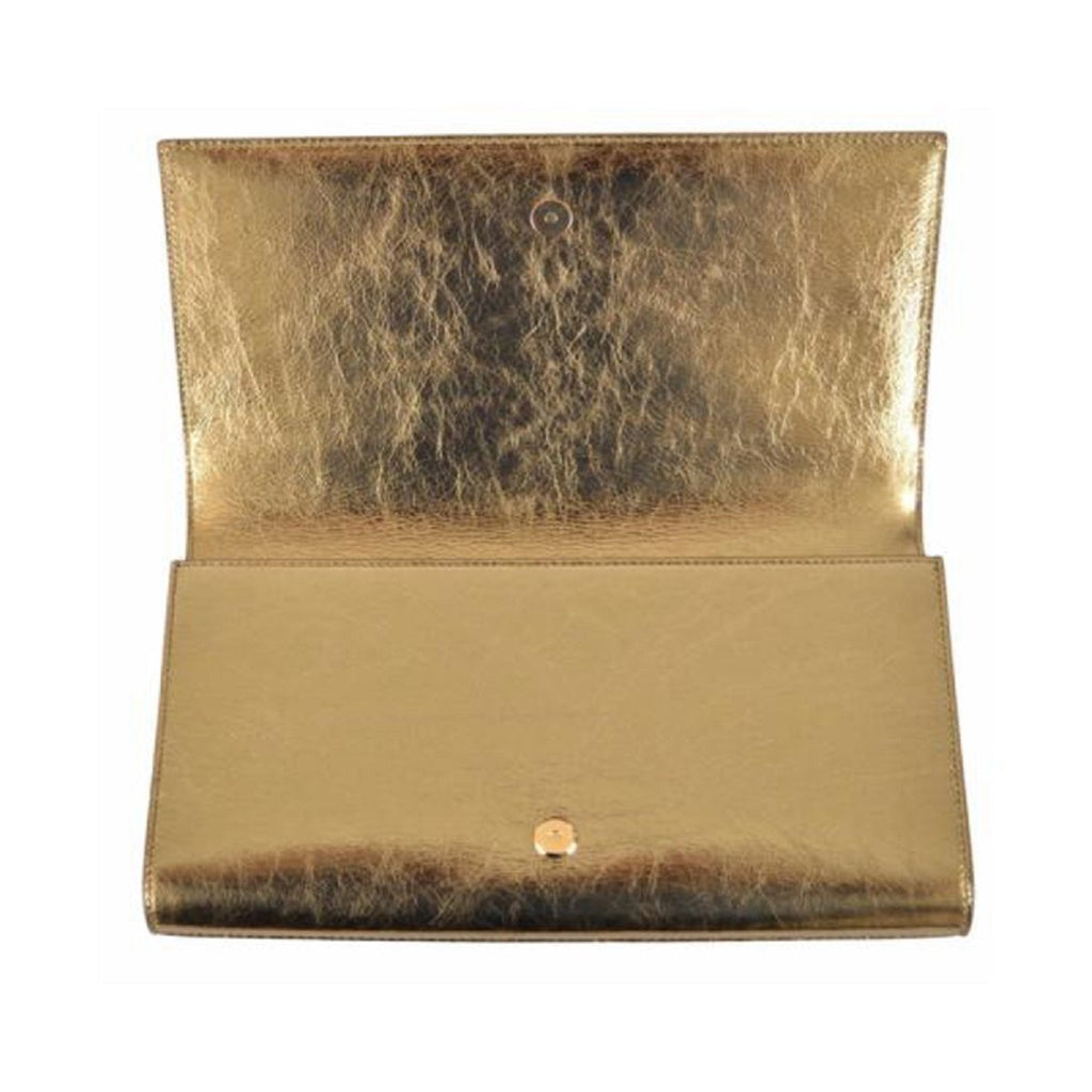 Saint Laurent YSL Belle de Jour Large Metallic Gold Leather Clutch Bag –  Queen Bee of Beverly Hills