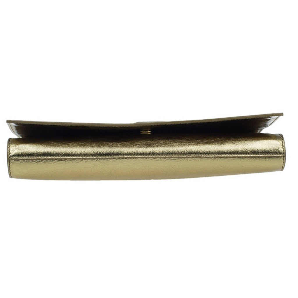 Saint Laurent Textured Calfskin Large Belle De Jour Clutch Metallic