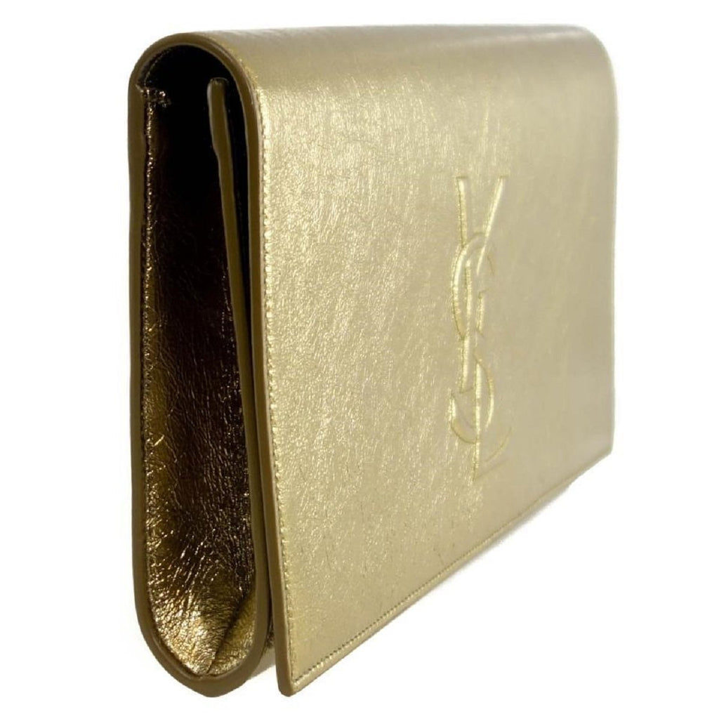 Yves Saint Laurent YSL Gold Metallic Leather Belle de Jour Clutch Bag Golden  ref.166270 - Joli Closet