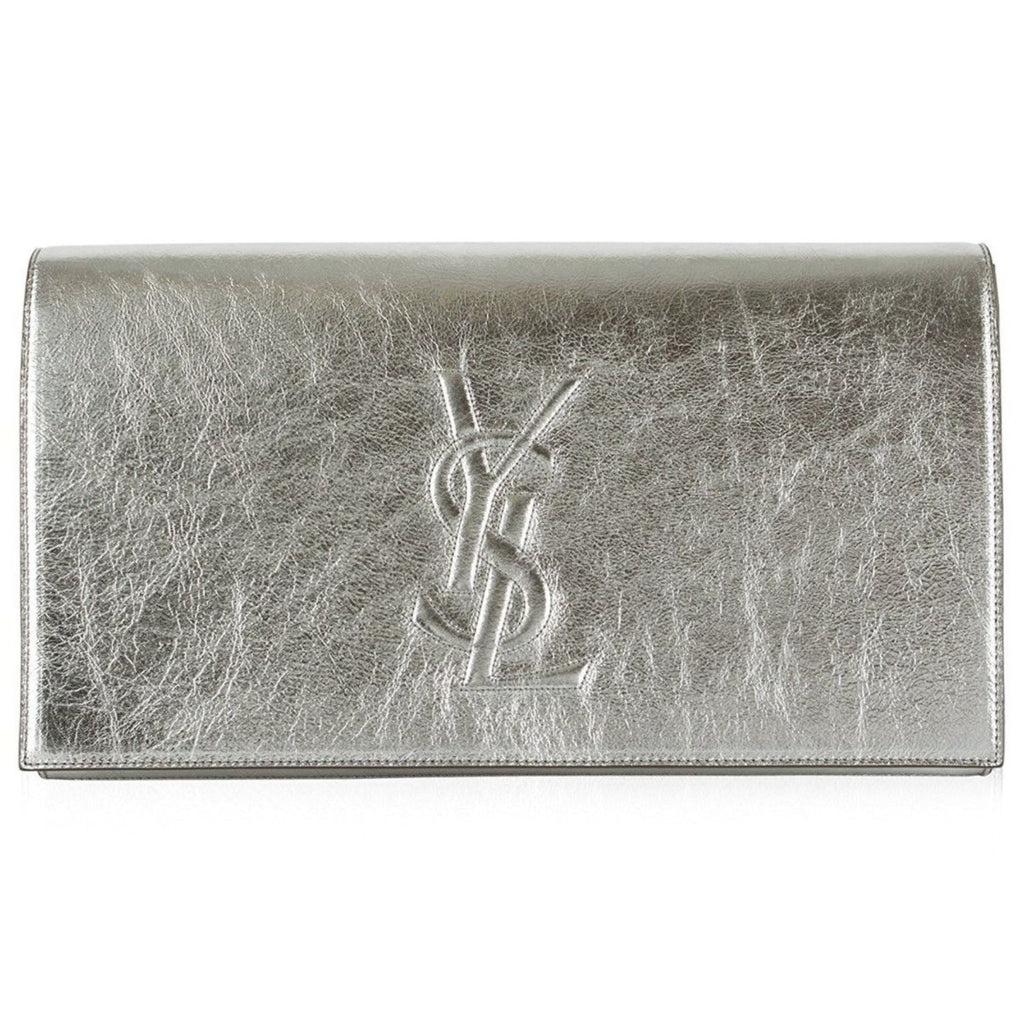 Yves Saint Laurent YSL Clutch Bag Belle De Jour Silver Original Authentic