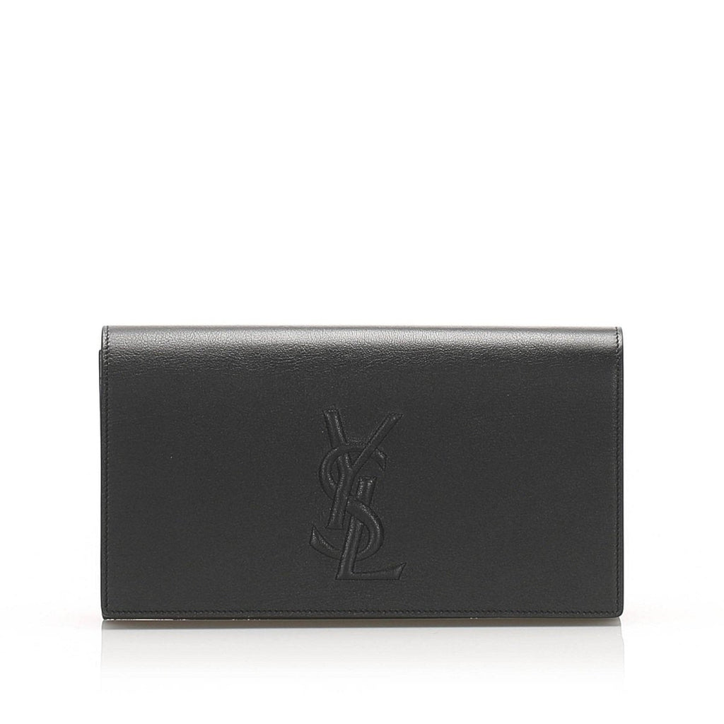 Saint Laurent Ysl Belle de Jour Leather Black Large Clutch Bag