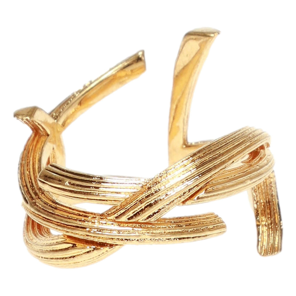 Saint Laurent YSL Monogram Gold Brass Ring at_Queen_Bee_of_Beverly_Hills